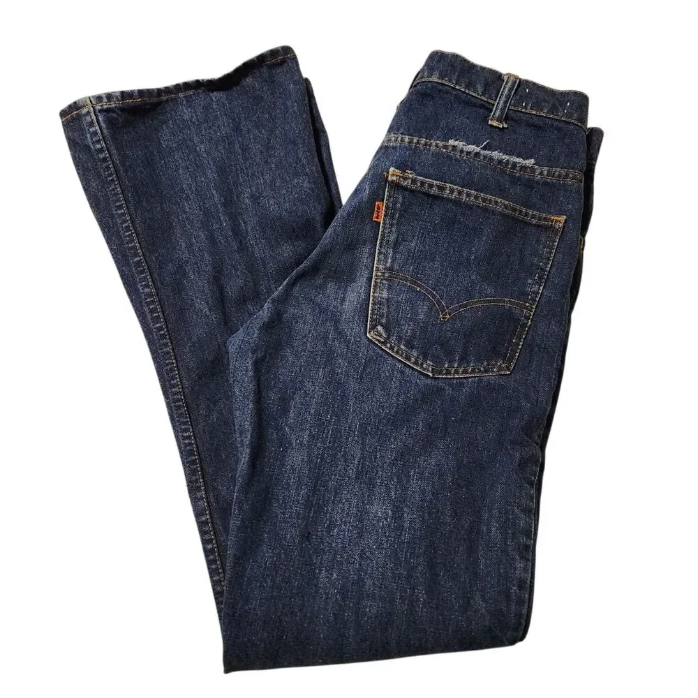Vintage 70s Levi's 563 Orange Tab Flare Leg Talon Brass Zipper Jeans Size 29x31